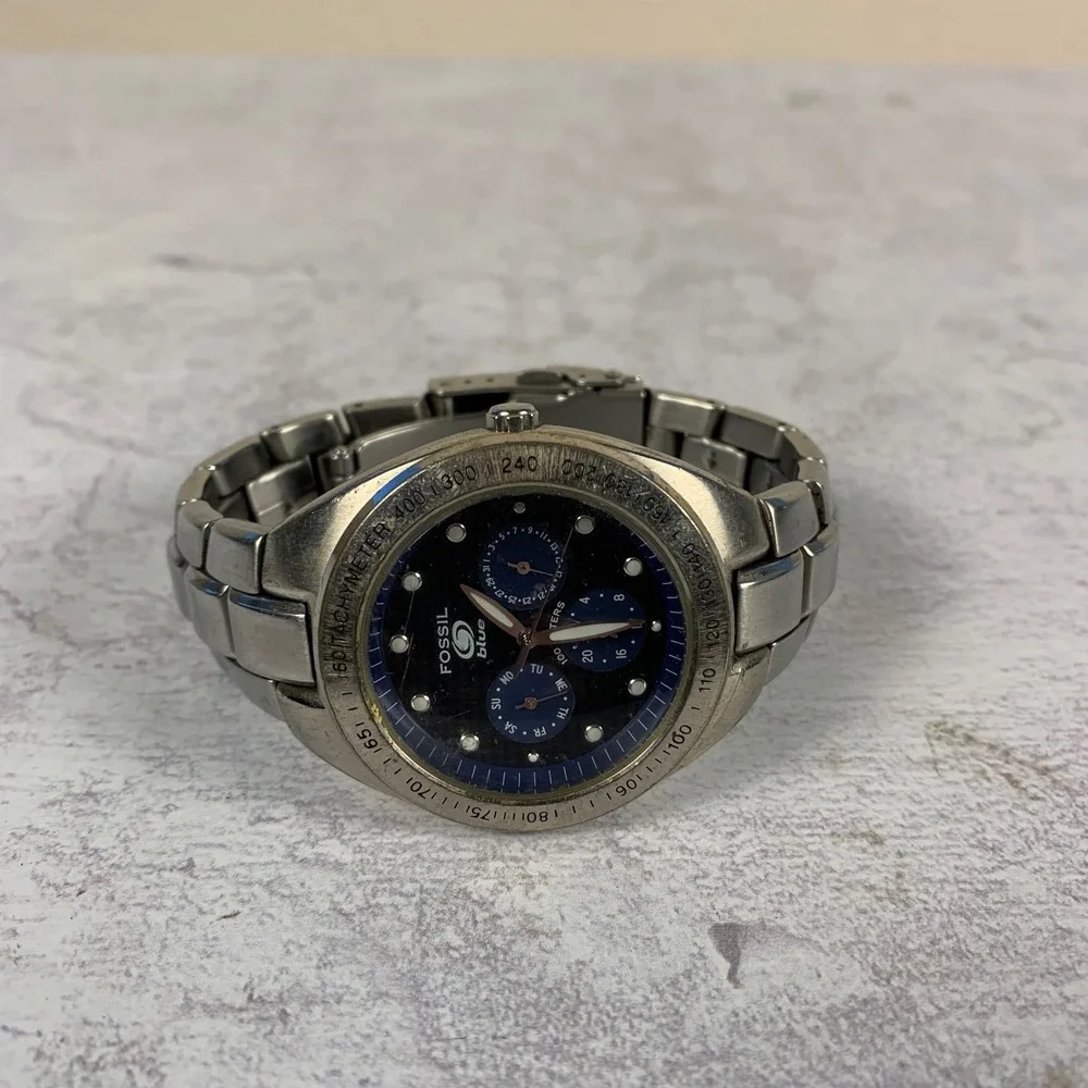 Fossil Blue Men's‎ Chronograph Tachymeter Blue Dial Stainless Steel Watch